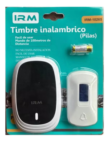 Timbre Inalámbrico Portátil Casa Melodía Pilas Timbre 100mt