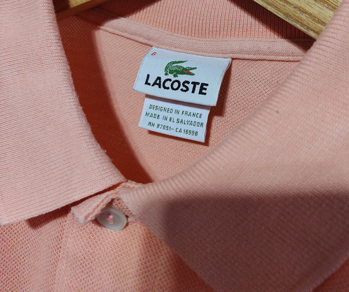 Chomba Lacoste 1212 Og Naranja Pastel Talle L O Xl Slim (Usado)