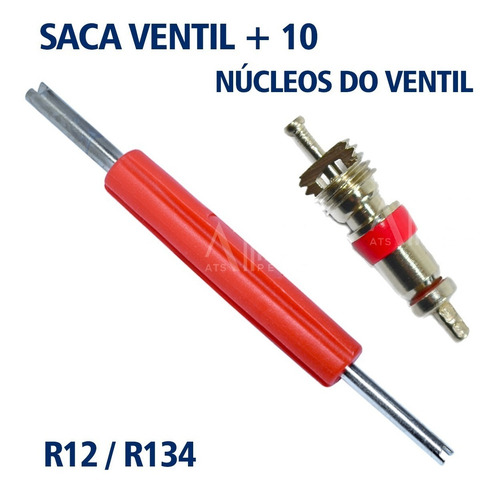 Saca Ventil R12 / R134 + 10 Núcleo De Válvula Schrader