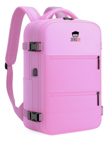 Mochila De Viagem Unissex Zeno On Espaço Amplo Notebook Impermeável Rosa