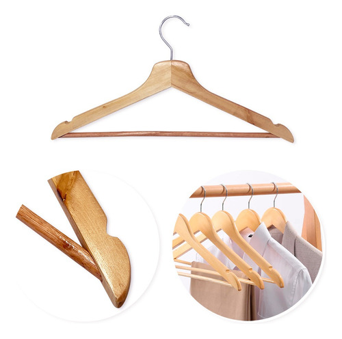 Kit 12 Cabides Madeira Envernizados Com Rachadura