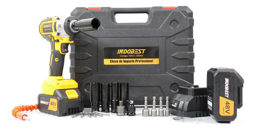 Chave De Impacto Profissional 3 Em 1 Função Furadeira Parafusadeira Elétrica Sem Fio Maleta E 2 Baterias 48v Base De Carregamento 127/220V E Acessórios