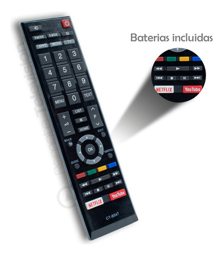 Control Remoto Smart Tv Pantalla Toshiba Netflix Youtube