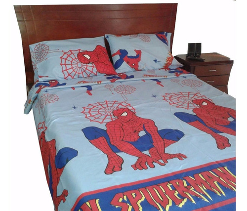 Juego De Sábanas Cama Doble Spiderman 180 Hilos Niños Nuevo