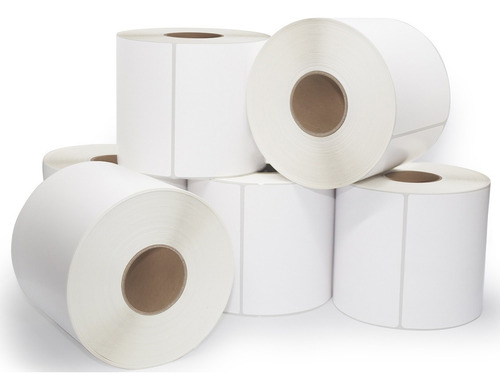 Imagem 4 de 5 de Kit 6 Rolos Etiqueta 10x15 100x150 Couche Serrilha +3 Ribbon