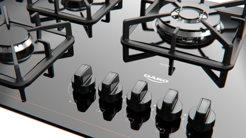 Cooktop 5 Bocas Mesa De Vidro A Gás Dako Diplomata Bivolt