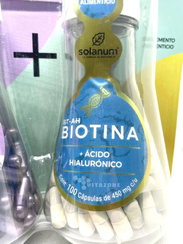 Imagen 6 de 6 de Solanum Colágeno + Biotina + Vitaminas Twopack 200 Caps Sfn Sabor Sin Sabor