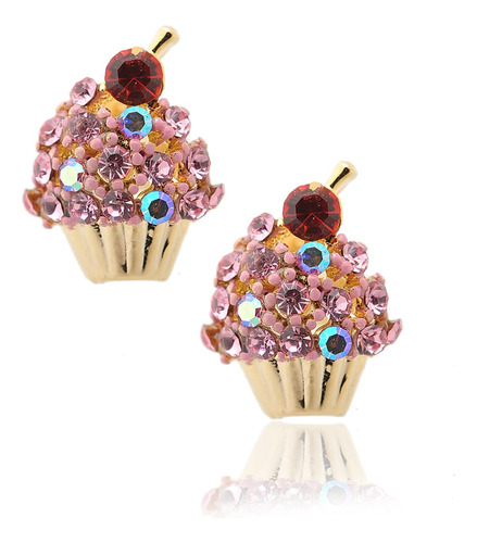 Pendientes De Cupcake Con Cereza De Cristal Spinningdaisy En