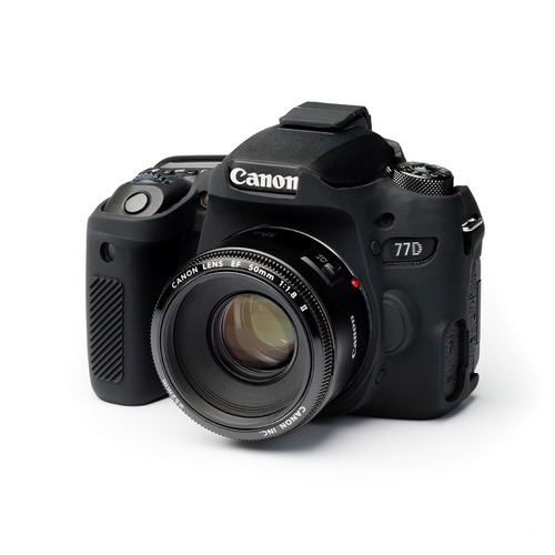 Carcasa Silicon Easycover Negro Canon 77d + Mica Lcd