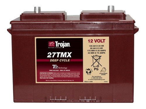 Batería Trojan 12v 105ah Para Paneles Solares Fotovoltaicos