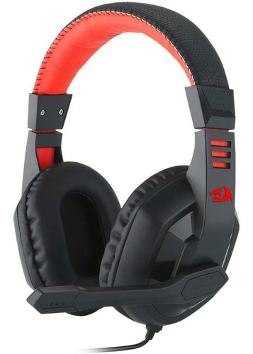 Fone de ouvido on-ear gamer Redragon Ares H120 preto e vermelho