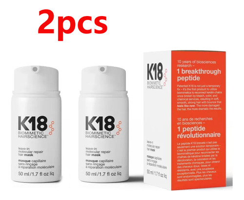 Mascarilla Facial K18 Sin Lavado, Reparación Mol, 2 Unidades