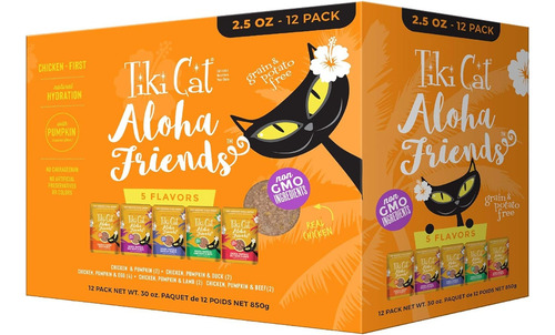 Tiki Cat Aloha Friends Paq Variado Pollo 12 Sobres De 2.5oz