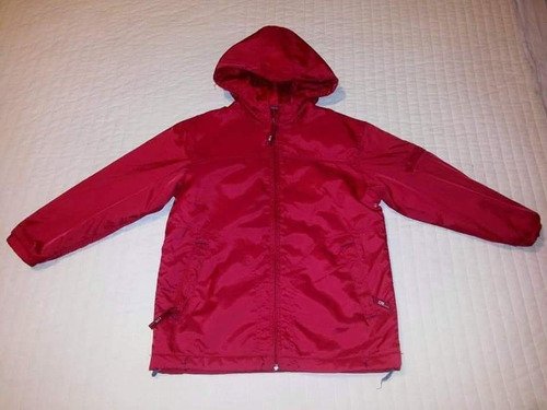 Campera Nylon Color Rojo, Impermeable Niño Talle 8 Años