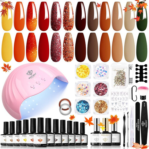 Modelones 35 Pcs Kit De Esmalte De Uñas De Gel De Otoño Con 