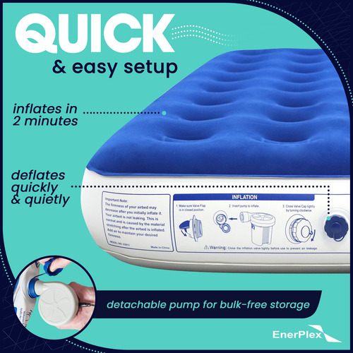 Cama Inflable Twin/queen Con Bomba De Alta Velocidad