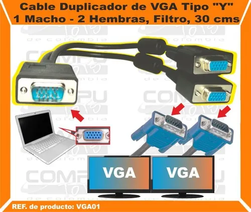 Zvga01 Cable Para Duplicar Señal Vga 1 A 2 Computoys