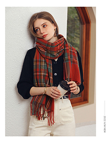 Q Bufanda A Cuadros De Invierno Para Mujer, Bufanda Cálida
