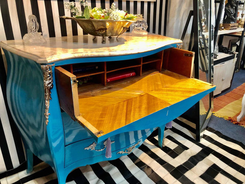 Imagen 6 de 9 de Comoda Estilo Luis Xv Turquesa Tiffany Restaurada A Nuevo