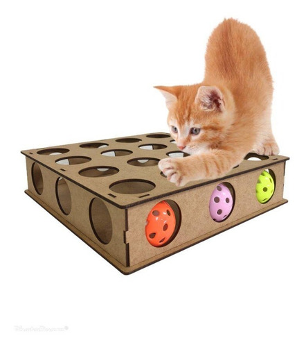 Brinquedo Para Gatos Em Mdf Cru Bolinha Guiso