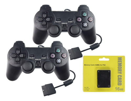 2 Controles Manete Para Ps2 Playstation 2 + Memory Card 16mb