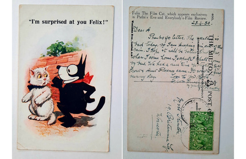 Imagen 1 de 1 de Felix The Cat Postcard Vintage Tarjeta Felix El Gato 1920s B