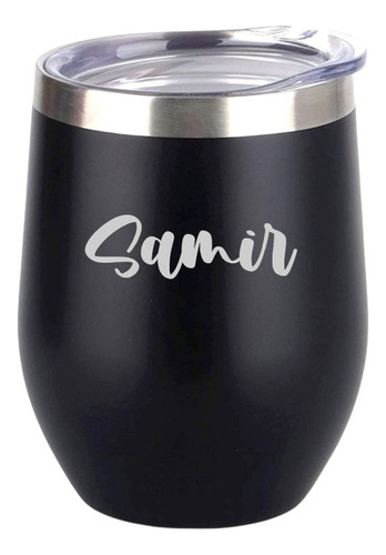 Vaso Termico Copa De Vino Sin Tallo Personalizado Color Negro