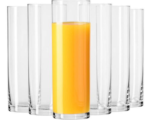 6 Copos Vidro Long Drink Festa Coquetel Água Suco Tubo 300ml Cor Clear