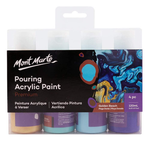 Set 4 Pintura Pouring Premiu Mont Marte X120ml Golden Beach