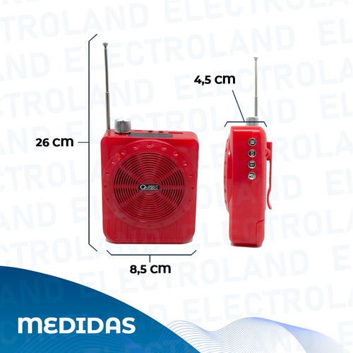 Imagen 6 de 10 de Parlante Bluetooth Portátil Radio Sd Megáfono 5w
