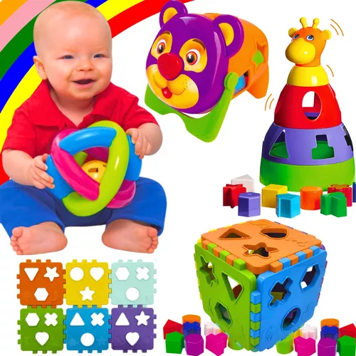 Brinquedos Kit 4 Para Desenvolvimento Do Bebe 12 Meses 1 Ano