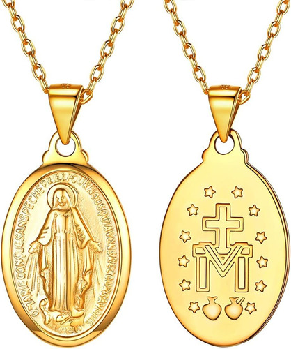 U7 - Collar Y Cadena De La Virgen María, 22 , Chapado En Oro