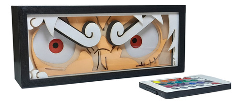 Veladora Lámpara Led Rgb Anime Light Box Manga Luffy Gear5 Negro Transparente Acrilico