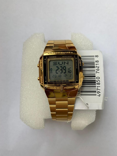 Reloj retro dorado Casio DB-360g-9 Data Bank, bisel negro