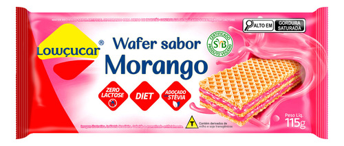 Wafer morango Lowçucar Zero adição de açúcares 115g