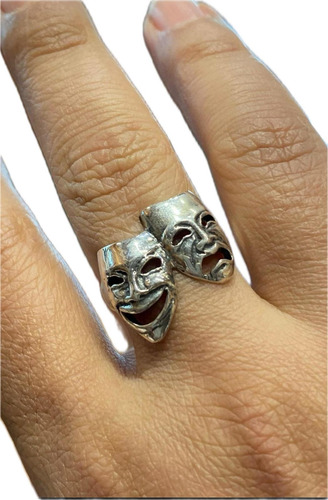 Luli Anillo Plata 925 Mascara Teatro Unisex Divino Regalo