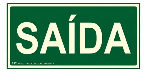 Placa De Sinalização Saída Fotoluminescente