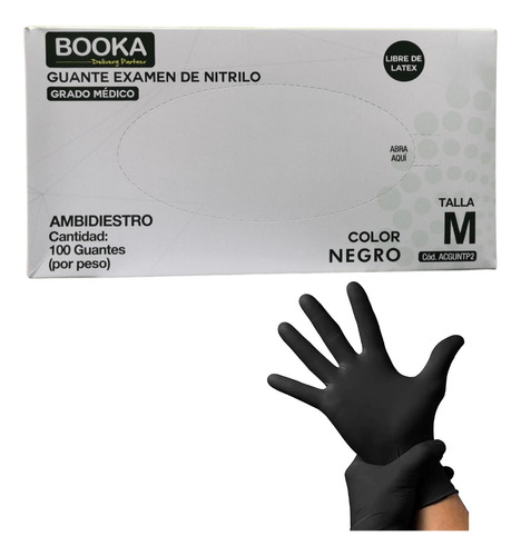 Guantes De Nitrilo Negros Dedos Texturizados (caja 100 Uds)