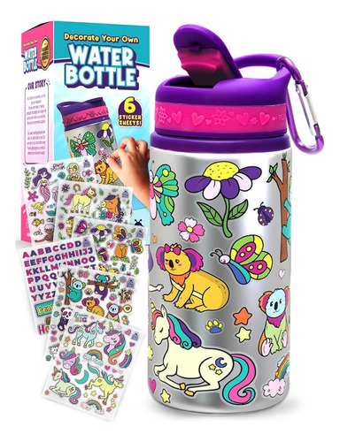 Purple Ladybug Decora Tu Propia Botella De Agua Para Niñas C