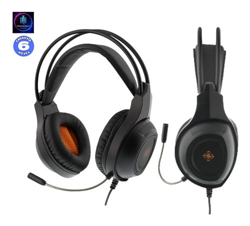 Auriculares Gamer Microfono /pc/notebook/play 4/play 5/xbox Color Negro Color de la luz Naranja