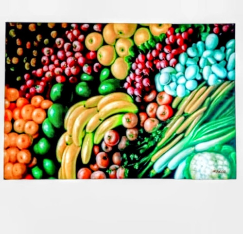 Pintura Canvas Comedor Decoración Óleo Fruta Verdura Grande 