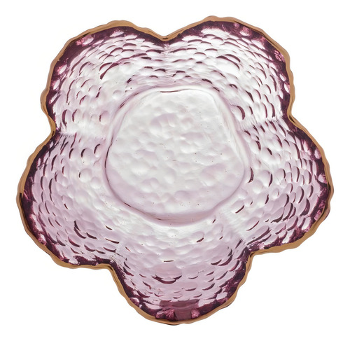 Bowl De Cristal Martelado Com Borda Dourada