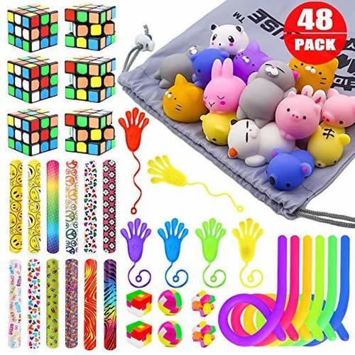 48 Party Pack Favor Juguete Surtido Bundle, Cubo Mágico, Moc