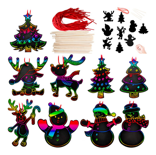 Papel Artistico Para Rascar Arcoiris Diseño Navideño 72 Pz Multicolor Navideño