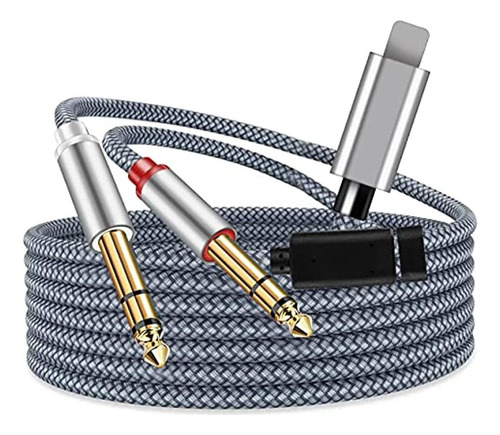 2 Cables Auxiliares De Audio De 1/4 Macho,  dual De 6,35 Mm