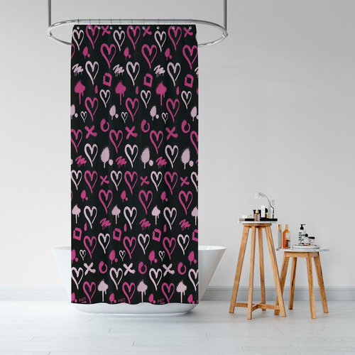 Imagen 3 de 4 de Cortina De Baño Plastica+protector+ganchos Amalfi