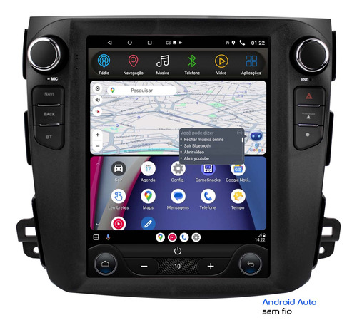 Multimidia Tesla Mitsubishi Outlander Android 14 Carplay Voz
