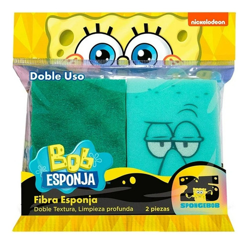 2-pck Fibra Esponja Para Lavar Trastes Calamardo Bob Esponja