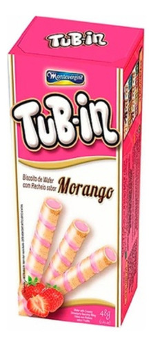Biscoito Recheado Tubin Morango 48g - 24 Unidades