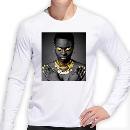 Remera Hombre Ml  Oro Ojos Cerrados Uñas Pintadas